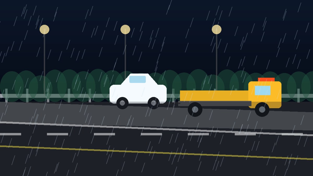 洛阳暴雨夜拖车救援现场图